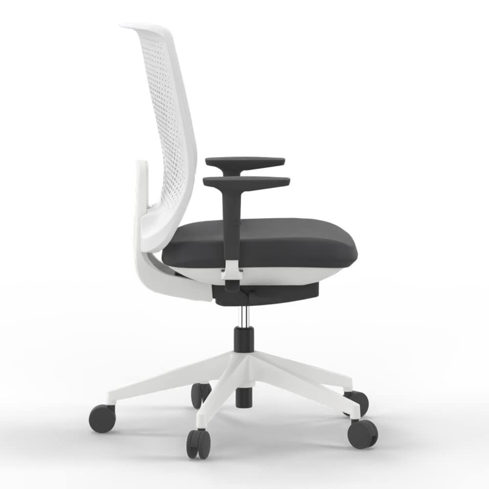 Silla de Oficina Profesional Top Actiu Trim White & Black tapizada. Ergonómica, Brazos Regulables 3D con certificación 24h hasta 150kg