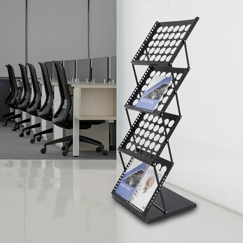 Expositor plegable de 4 niveles estructura de hierro blanco resistente A3 6