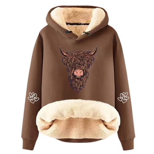 Sweat-shirt à capuche en laine d'agneau épaisse pour femme couleur unie