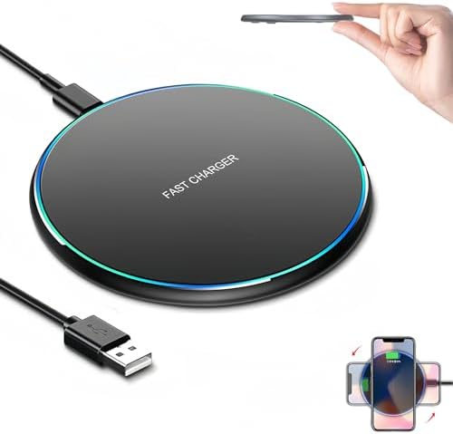 ワイヤレス充電器 Qi認証 置き型充電器 最大15W出力 USB Type-Cポート 急速充電パッド 軽量 置くだけ充電 i-Phone16/15/14/13/12 シリーズ/Xs/AirPods2/AirPods Pro 他のQi対応の機種（ブラック）