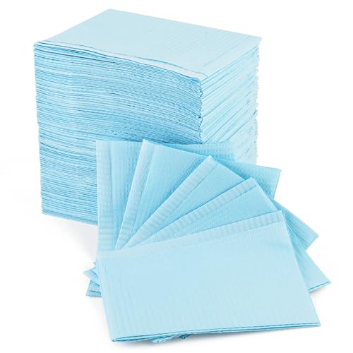 Annhua 125 PCS Disposable Dental Bibs, Waterproof Scarf Towel for Tattoo, Clinic Use, Feeding (Blue)