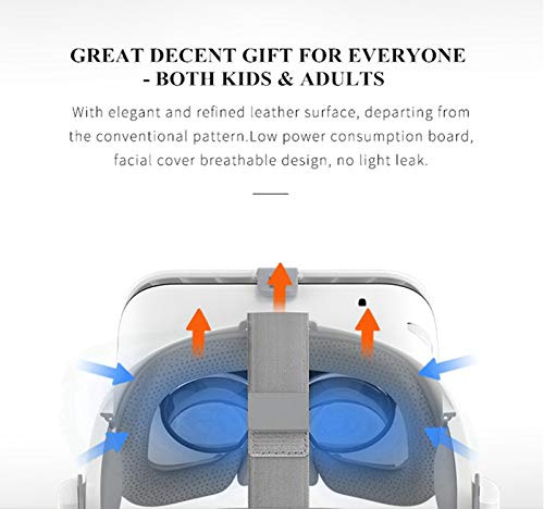 3D Vr Virtual Reality Headset, Vr Glasses Goggles W/ Bluetooth Headphone [Newest] For Iphone 12 11 Pro Max Mini X R S 8 7 Samsung Galaxy S10 S9 S8 S7 Edge Note/A 10 9 8 + Etc 4.7-6.2" Cellphone, White #TOP5