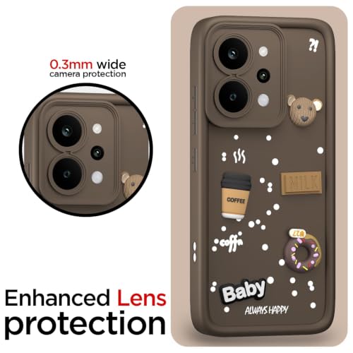 Image of Bintage Back Cover Compatible for Realme RMX5107 / P4 Power 5G | Cute Fun Ball | 3D Taddy Smiley Coffee | Milk Case | Full Body Protection - Brown