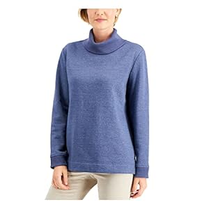 Karen Scott Cotton Turtleneck Sweater Heather Indigo Large