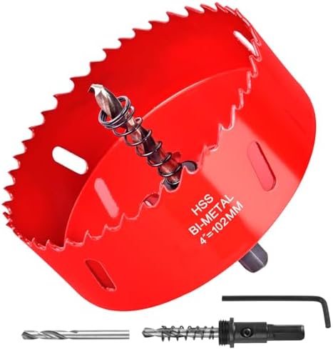 4 Inch / 102mm Hole Saw for Wood, Plastic Board, Ceiling,Drywall, and Metal Sheet - HSS Bi-Metal Hole Cutter with Pilot Drill Bit
