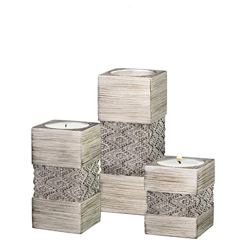 Creative Scents Dublin Silver Small Tealight Candle Holder Set of 3 - Centerpiece for Living Room and Dining Room Table Decor, Coffee Table Decor, Ideal for Fireplace, Entrance or Bathroom by Creative Scents - Image 8
