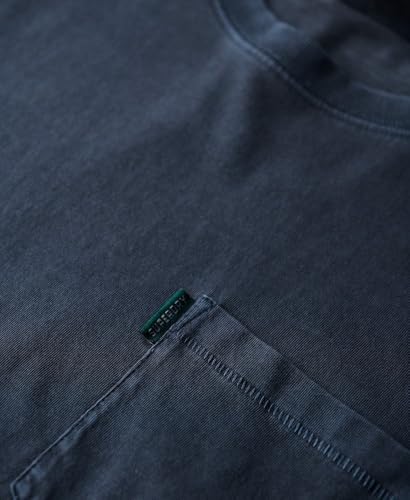 Superdry T-shirt essentiel délavé pour homme avec poche, Bleu marine délavé, XL