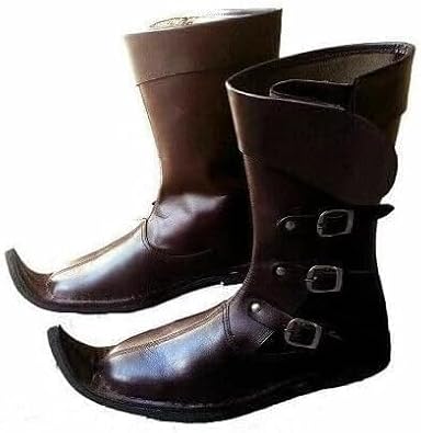 Medieval Leather Boots | 3 Buckle Boots Pirate Shoes Renaissance Fest Viking Costume Boot For Halloween