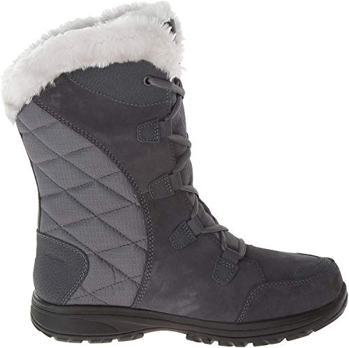 Columbia Women's ICE Maiden II Snow Boot, Shale, Dark Raspberry, 9 B US