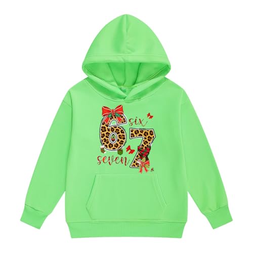 Genérico Sudaderas Niño Colorida Sudadera para Niños con Estampado del Número 67 con Capucha, Interior, Detalles Finos, Talla 2-14 Años