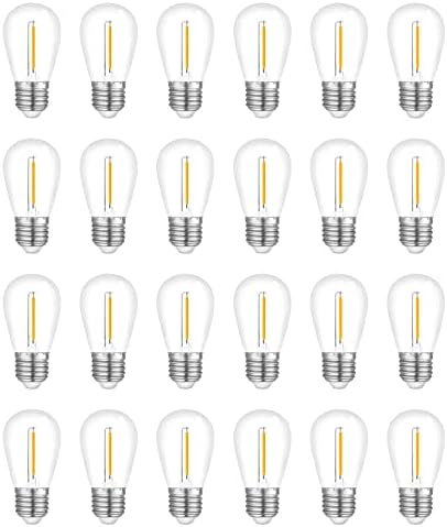 Visther 24-Pack String Light Bulbs, S14 Outdoor Waterproof Replacement Bulb, E26 Base Bulbs, 1W 120V, 2700K Warm White