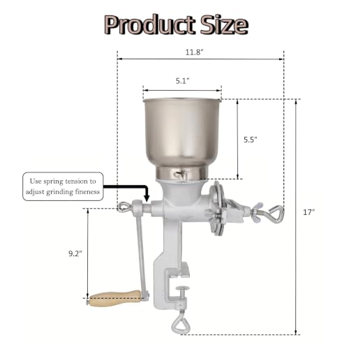 Trygoal Manual Grain Mill, 7.5lb Cast Iron Flour Mill Grinder (Silver） by Trygoal - Used condition - Image 2