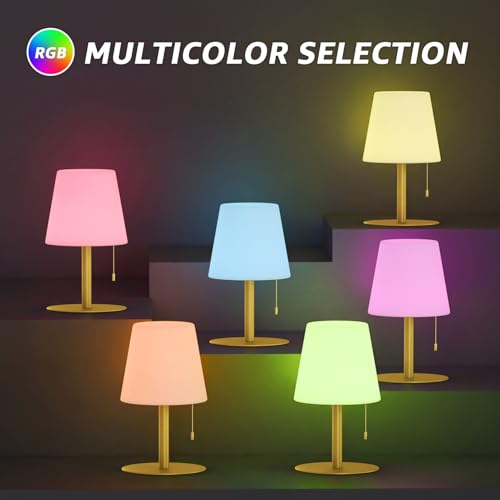 Image of uuffoo Shower Lamp Rechargeable Cordless Light Waterproof for Bathroom Spa | Portable Battery Operated Table Lamp RGB Mood Lighting LED Night Light for Patio kitchen Camping (2PCS Gold)