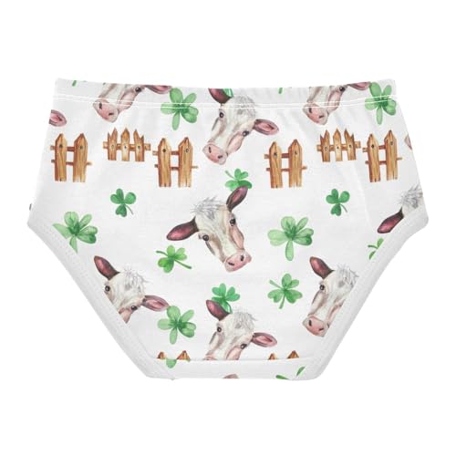 Watercolor Cow Heads White Panties for Girl Toddler Underwear Floral Cotton Stylish Briefs Girls Undies 2t2