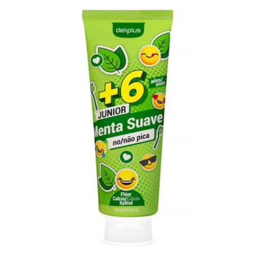 Pasta de dientes para niños a partir de 6 años, menta suave, paquete de 4