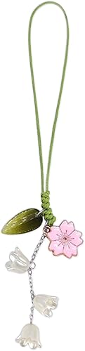 Adorable dije de flor para teléfono celular, lindo llavero de accesorios de cadena de teléfono para mujeres y niñas (rosa), Vidrio Resina, No es una