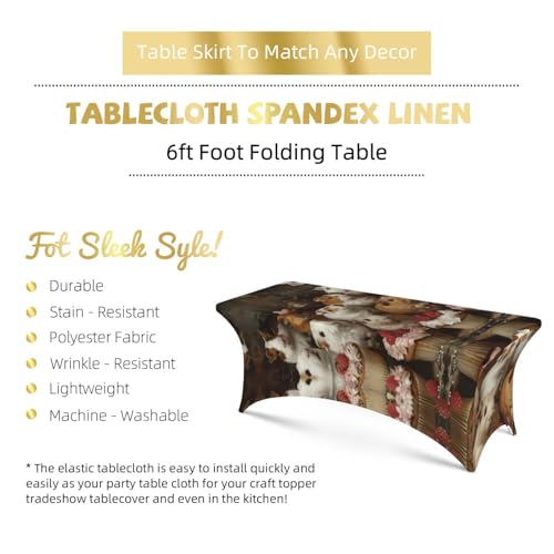 Nappe rectangulaire élastique imprimée cochons d'Inde pour table de buffet