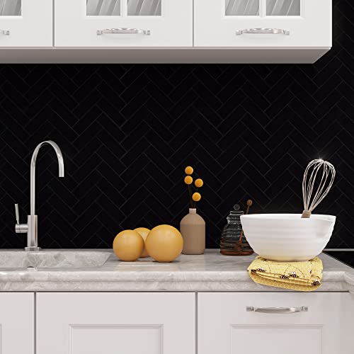 Avant Decor | Stone Composite Small Herringbone Tile | Peel And Stick Kitcyhen Backsplash Tiles | Stick On Wall Tiles | Easy Diy Installation | 5” X 5” | Sample Tile #TOP3
