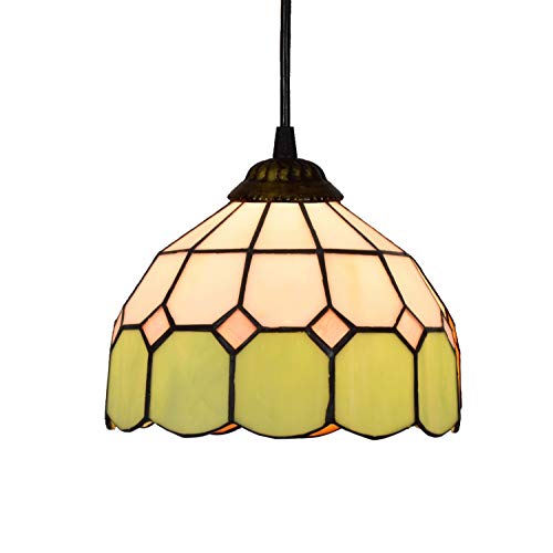 Lustre en vitrail Tiffany vert 8 pouces suspension pour couloir