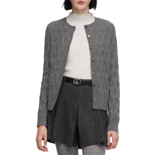 Image of GOELIA Pure Cashmere Wool Cardigans Womens Sweaters Trendy Long Sleeve Button Down Cozy Loose Fit Knit Going Out Tops
