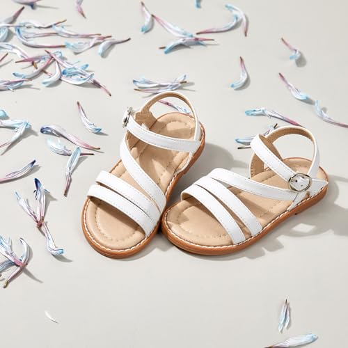 Image of ESTINE Toddler /Little Kid Girls Dress Cross Strappy Open Toe Sandals Princess Flats Summer Flower Girl Shoes