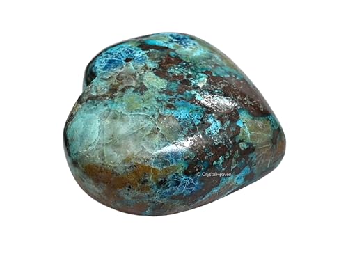 Image of Crystal Heaven Certified Chrysocolla Heart Palm Pebbles Stones For Anxiety Stress Relief Massage - Aaa Grade Original Healing Gemstone Agate Heart Palm Stone For Yoga Meditation Spiritual