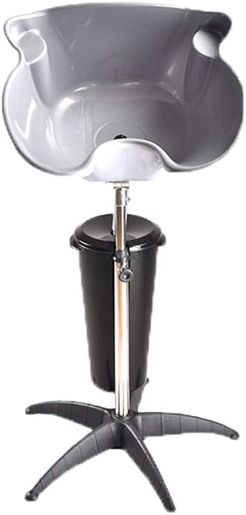 FHKJ Portable Washbasin Plastic Stainless Steel Tube Lift Rotary Hair Wash Basin Mobile Belt Wash Basin,Gray