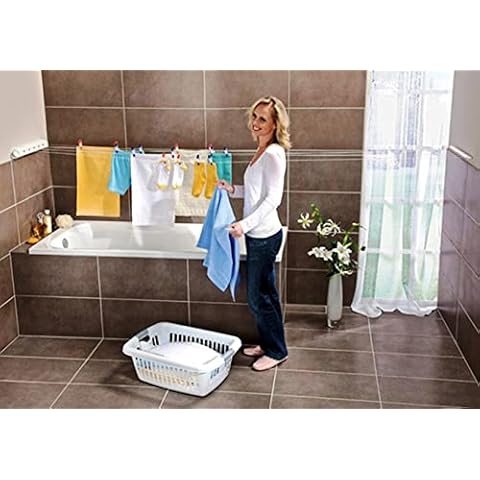 18m 5 Lines Retractable Washing Line Wall Mounted Laundry Line Clothes Airer Extendable Reel Clothes Drying Line Heavy Duty Adjustable Clothes Dryer Line Garden outdoor or indoor Cover