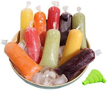 200 Pack Popsicle Mold Bags for Ice Pops Frozen Icies Yogurt Fruit Candy | 3 x 10 inches| comes with a funnel （Clear - 200 pack）