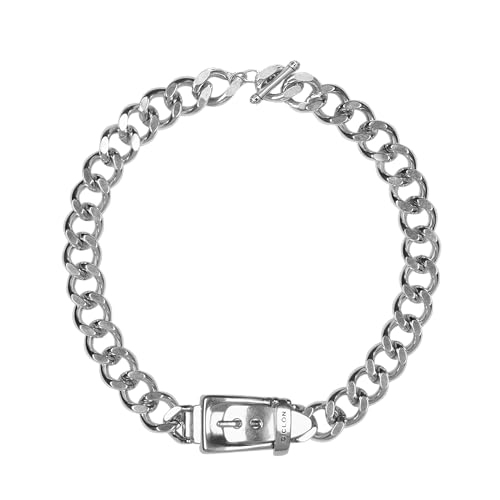 Ciclon1998 - collar corto para mujer de motivo hebilla - bañado en plata de ley - cadena de eslabones gallonados - joya artesanal - ideal para regalo - coleccion Cynthia - 244800