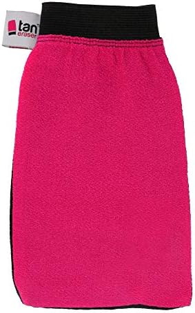 Tan Eraser Exfoliating Fake Tan Remover Mitt/Glove - Pink & Black | Easily Removes Spray Or Self Tanning Products