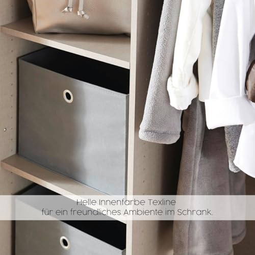 Rauch Möbel Subito Kleiderschrank für Schlafzimmer, Kinderzimmer, Flur, Garderobe, 2-türig mit Spiegel, Farbe Weiß, inkl. 2 Kleiderstangen, 2 Einlegeböden, Breite 136 cm