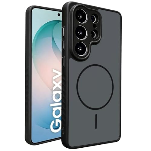 Image of VONZEE Matte Magnetic Case Compatible for Samsung Galaxy S26 Ultra Wireless Charging Shockproof Anti-Scratch TPU PC Slim Fit Full Protection Phone Cover for Samsung Galaxy S26 Ultra-Black