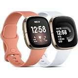 CeMiKa Compatibile con Fitbit Versa 4/Versa 3 Cinturino/Fitbit Sense/Sense 2 Cinturino, Morbido Sportivo di Ricambio Cinturini Compatibile con Fitbit Versa 4/Versa 3/Sense, Piccolo Rosa/Bianco