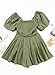 AlvaQ Womens Rompers Dressy 2025 Fashion Short Sleeve Summer Vacation Outfits Square Neck Casual Spring Mini Dress Short Jumpsuits,Moss Green Small
