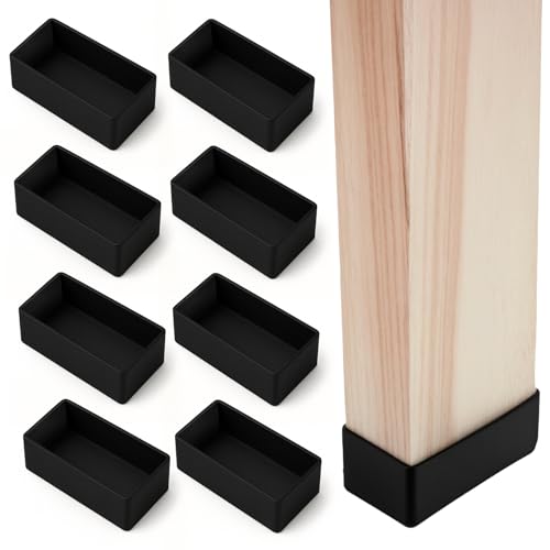 (8 PCS) 2x4 Wood Post Rubber End Caps (1.57" x 3.15") Waterproof and Weather-Resistant Rubber Caps for Table Legs, Chair Legs, Armrests, and Outdoor Lumber Posts (Black)