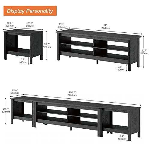 Wampat Led Tv Stand For 100 Inch Tv, Black Entertainment Center For 80 85 90 Inch Tv Console Table With 6 Cubby Storage For Living Room Bedroom #TOP3