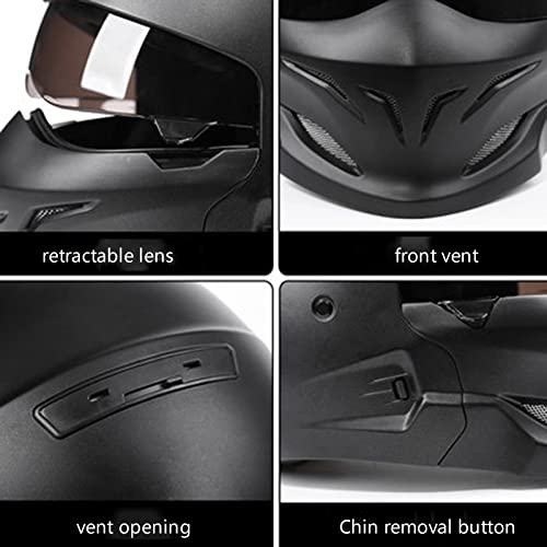 Personnalité Casque De Moto Menton Amovible Casque Hommes Femmes Rétro Street Fighter Combinaison Casque Four Seasons Casques Certifié ECE Avec Des Gants G,XL57~58CM – vue 8