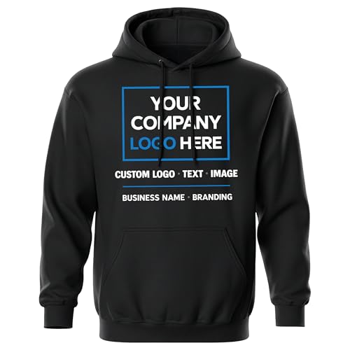 Printbox Merch Custom Hoodie for Men Women Kids, Personalized Hoodie with Your Logo, Custom Hooded Sweatshirt Front, Back & Sleeves Workwear PMFG