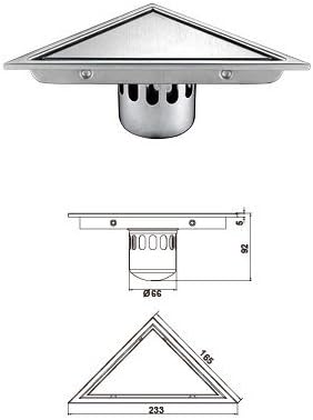 D005-3 6.6 Inch Triangle Design Bathroom Floor Drain(Tile Insert/Plat Cover)