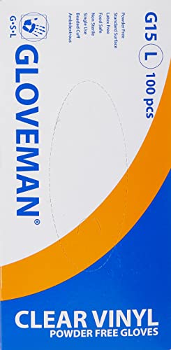 Gloveman Gl6623 Gants en vinyle, sans poudre, grand (lot de 100) Cover
