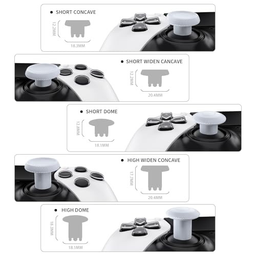 Image of eXtremeRate ThumbsGear Interchangeable Thumbsticks for PS5 Edge Controller, Replacement Original White Analog Thumb Sticks Caps for PS5 Edge Controller - 4 Heights 3 Surfaces Grips -NO Thumbstick Base