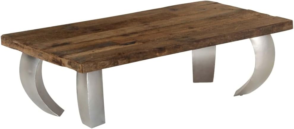 vidaXL Coffee Table Brown and Silver Solid Reclaimed Wood and Steel Medium