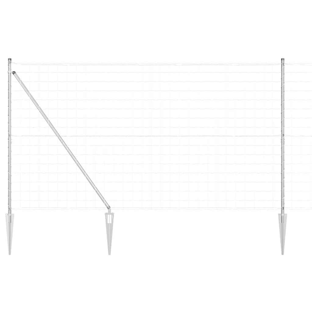 Outdoor Garden Fence Panel Set with Post 1.5 x 10 m Silver Steel Pet Enclosure Dog Run Boundary Barrier Weather Resistant for Terrace Backyard Modern Easy Assembly