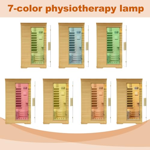 Far Infrared Sauna Room, 1 Person Wood Side-Opening Indoor Sauna Low EMF 5 Heating Panels 1050W Infrared Therapy for Personal Wooden Dry Sauna Home Spa Room Mother'Day Gift - Image 6