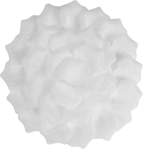 ATFL Pétalos de rosa blancos separados, 1520 pétalos de flores blancas, pétalos de rosa falsos artificiales para bodas, pétalos blancos para bodas,