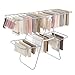 SONGMICS Clothes Drying Rack, Foldable 2-Level Laundry Drying Rack, Free-Standing Large Drying Rack, with Height-Adjustable Wings, 33 Drying Rails, Sock Clips, Silver and White ULLR053W01