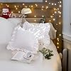 Lemfux white decorative euro shams 100 cotton 26×26 white ruffled pillow covers with shabby ruffles christmas pillow set of 2  urban country home decor