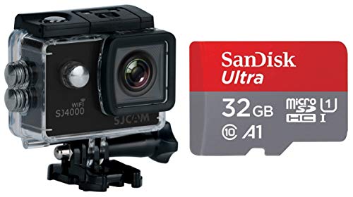 Image of SJCAM SJ4000 WiFi 12MP Full HD WiFi Sports Action Camera 170Wide FOV 30M Waterproof DV Camcorder + SanDisk 32GB Class 10 Micro SDHC Memory Card with Adapter