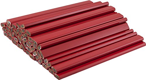 Crayon de charpentier à mine dure #2 GRAPHITE rouge pour marquage sur bois - Lot de 72 pièces